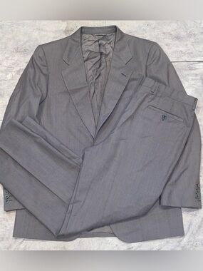 Vintage Sulka 2 Piece Suit Jacket Set Wool Pin Striped Single Breasted 40 Italy